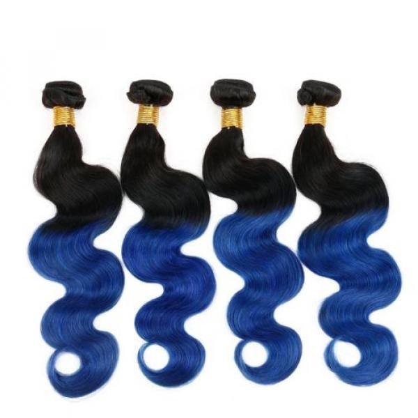 Luxury Body Wave Peruvian Blue Ombre Virgin Human Hair Weft Extensions #5 image