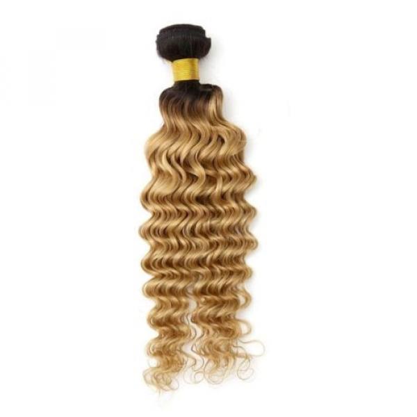 Luxury Dark Roots Peruvian Honey Blonde Deep Wave Virgin Human Hair Extensions #3 image