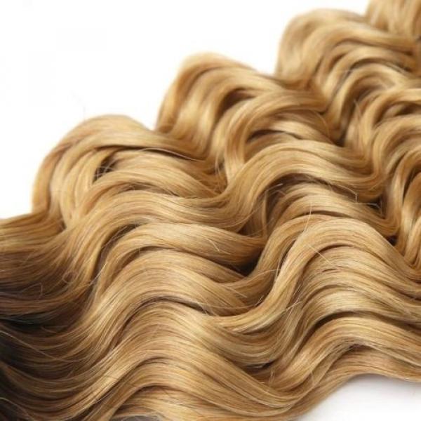 Luxury Dark Roots Peruvian Honey Blonde Deep Wave Virgin Human Hair Extensions #4 image