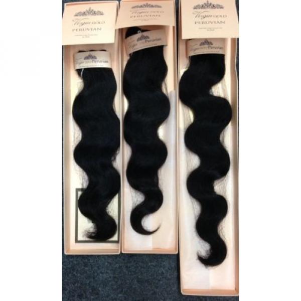 Peruvian Gold Unprocessed Virgin Human Hair Extensions Body wave 12-24&#034; BY SLEEK #1 image