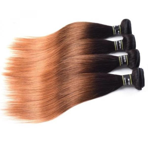 Luxury Straight Peruvian Auburn #1B/4/30 Ombre Virgin Human Hair Extensions #2 image