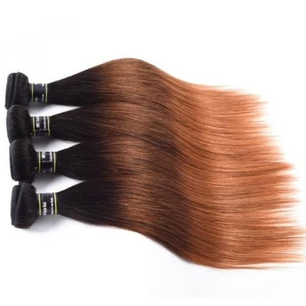 Luxury Straight Peruvian Auburn #1B/4/30 Ombre Virgin Human Hair Extensions #3 image