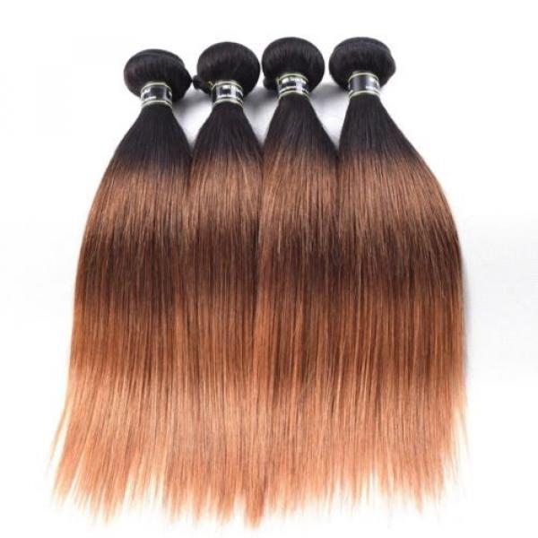 Luxury Straight Peruvian Auburn #1B/4/30 Ombre Virgin Human Hair Extensions #4 image