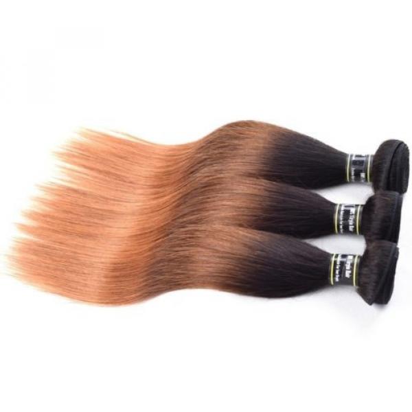 Luxury Straight Peruvian Auburn #1B/4/30 Ombre Virgin Human Hair Extensions #5 image