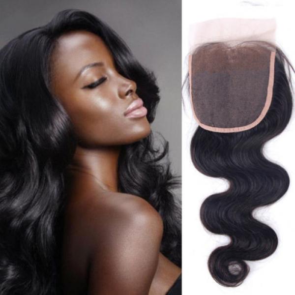 7A High Quality Peruvian Virgin Hair Free Part 4x4 Body Wave Lace Closure #1 image