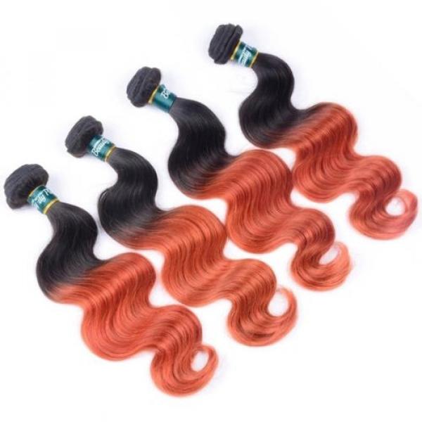 Luxury Body Wave Orange Red #350 Ombre Peruvian Virgin Human Hair Extensions #1 image