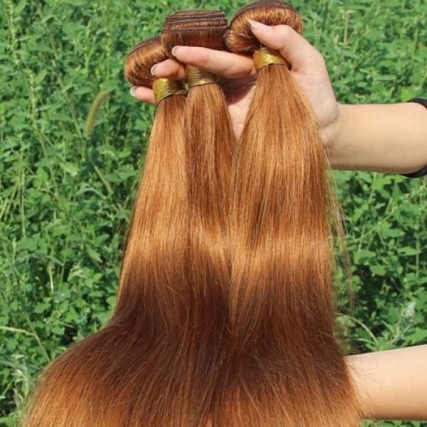 Luxury Silky Straight Peruvian Auburn #30 Virgin Human Hair Extensions 7A Weave #2 image