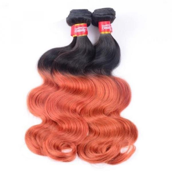 Luxury Body Wave Orange Red #350 Ombre Peruvian Virgin Human Hair Extensions #2 image
