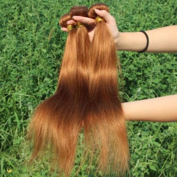 Luxury Silky Straight Peruvian Auburn #30 Virgin Human Hair Extensions 7A Weave #3 image