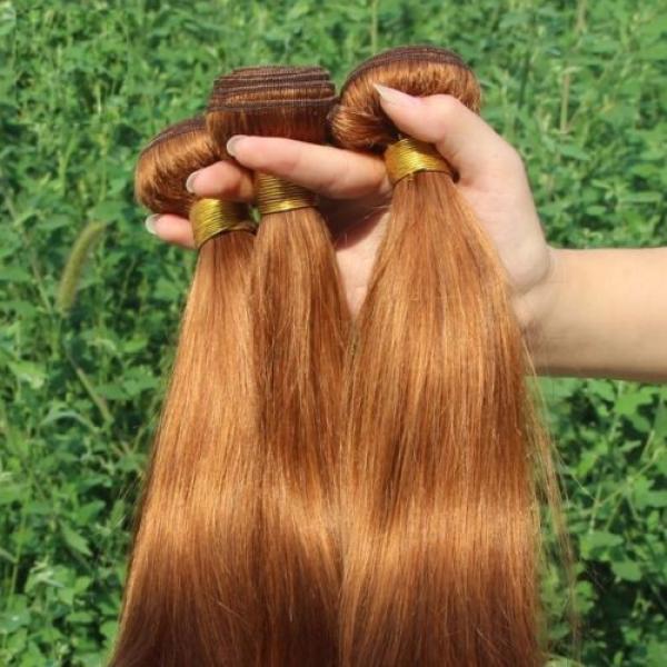 Luxury Silky Straight Peruvian Auburn #30 Virgin Human Hair Extensions 7A Weave #4 image
