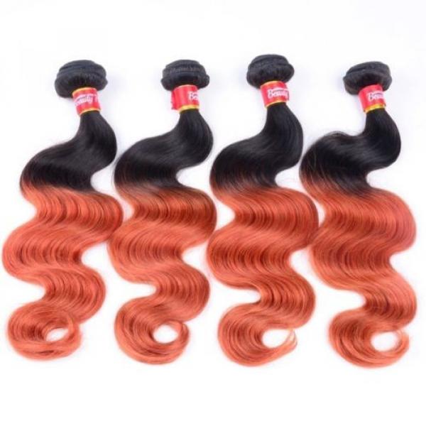 Luxury Body Wave Orange Red #350 Ombre Peruvian Virgin Human Hair Extensions #3 image