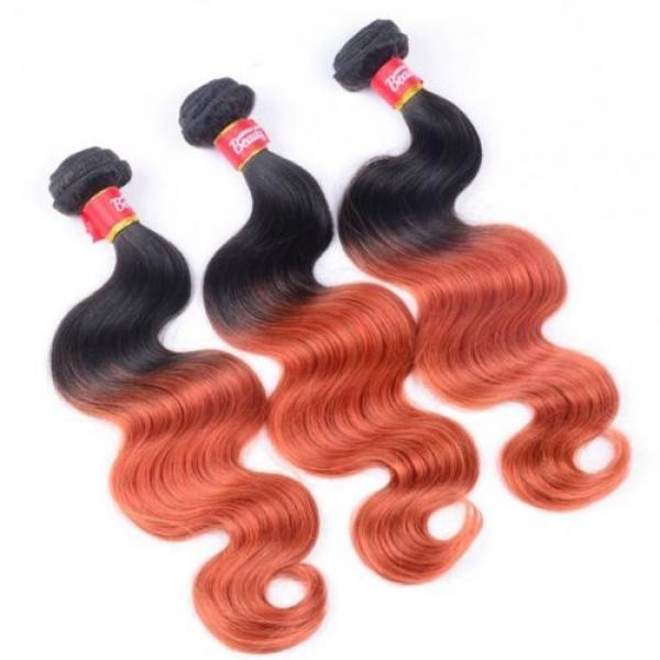 Luxury Body Wave Orange Red #350 Ombre Peruvian Virgin Human Hair Extensions #4 image