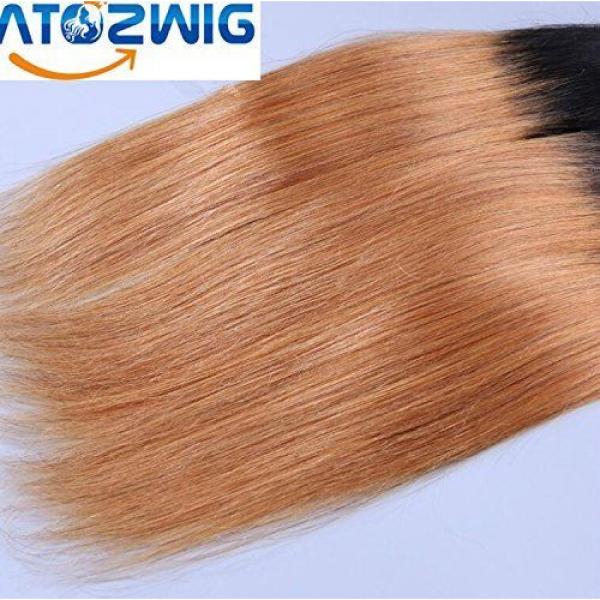 ATOZWIG@7a Peruvian Virgin Hair Straight 3 Bundles Black And Ombre Straight Shor #4 image