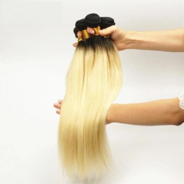 Luxury Dark Roots Peruvian Bleach Blonde #613 Straight Virgin Hair Extensions #1 image