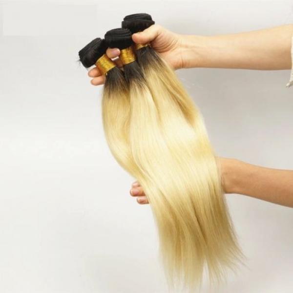 Luxury Dark Roots Peruvian Bleach Blonde #613 Straight Virgin Hair Extensions #2 image