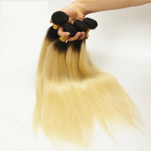 Luxury Dark Roots Peruvian Bleach Blonde #613 Straight Virgin Hair Extensions #3 image