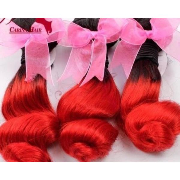 Luxury Loose Wave Peruvian Hot Red Dark Roots Ombre Virgin Human Hair + Closure #2 image