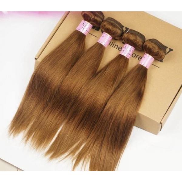 Luxury Silky Straight Peruvian Light Brown #8 Virgin Human 7A Hair Extensions #1 image