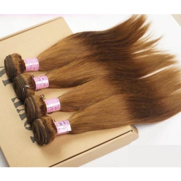 Luxury Silky Straight Peruvian Light Brown #8 Virgin Human 7A Hair Extensions #2 image