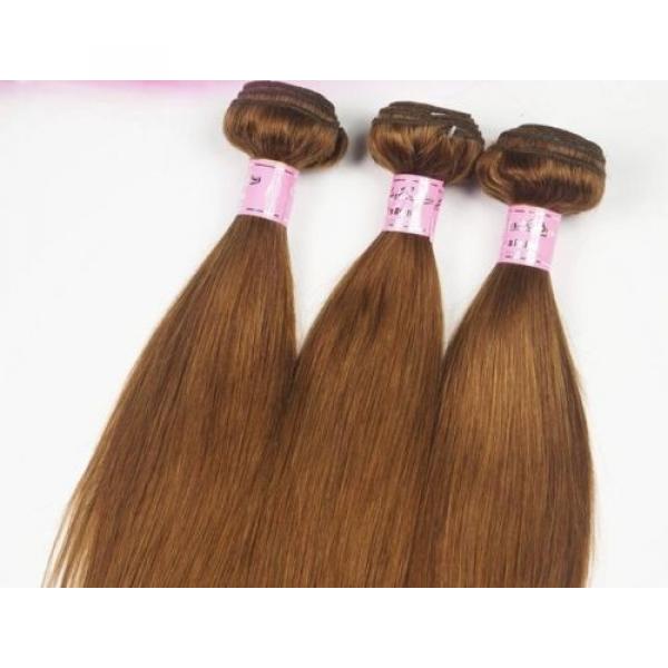 Luxury Silky Straight Peruvian Light Brown #8 Virgin Human 7A Hair Extensions #4 image