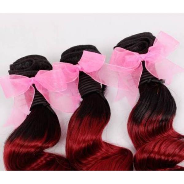 Luxury Loose Wave Peruvian Burgundy #99J Dark Roots Ombre Virgin Hair + Closure #5 image