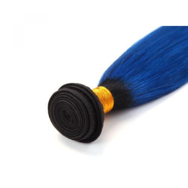 Luxury Dark Roots Blue Straight Peruvian Ombre Virgin Human Hair Extensions #2 image