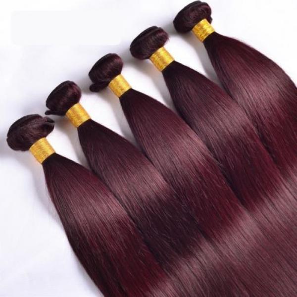Luxury Peruvian Silky Straight Burgundy Red #99J Virgin Human Hair Extensions #2 image
