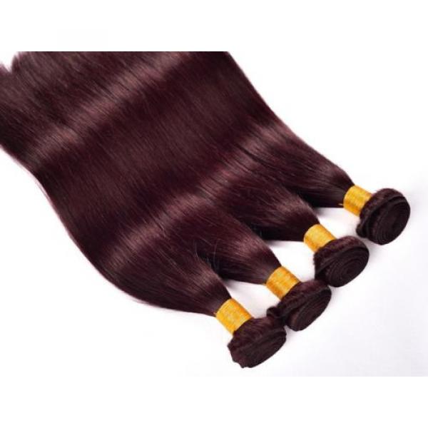 Luxury Peruvian Silky Straight Burgundy Red #99J Virgin Human Hair Extensions #4 image