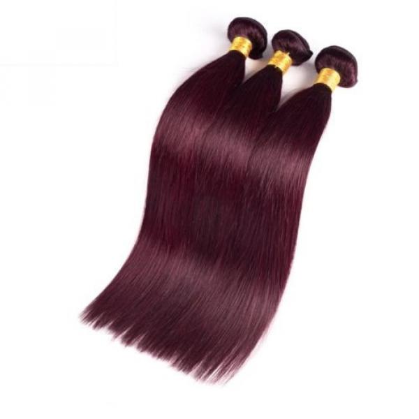 Luxury Peruvian Silky Straight Burgundy Red #99J Virgin Human Hair Extensions #5 image