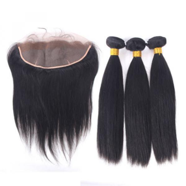 7A Straight Peruvian Virgin Hair 3Bundles with 13x4 Ear to Ear Lace Closure #2 image
