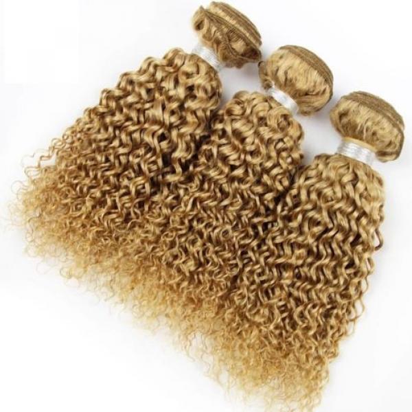 Luxury Peruvian Honey Blonde #27 Kinky Deep Curly Virgin Human Hair Extensions #2 image