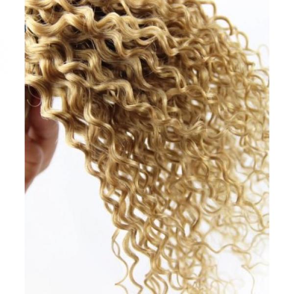 Luxury Peruvian Honey Blonde #27 Kinky Deep Curly Virgin Human Hair Extensions #3 image
