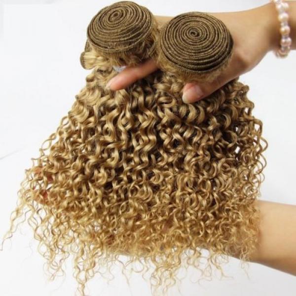 Luxury Peruvian Honey Blonde #27 Kinky Deep Curly Virgin Human Hair Extensions #4 image