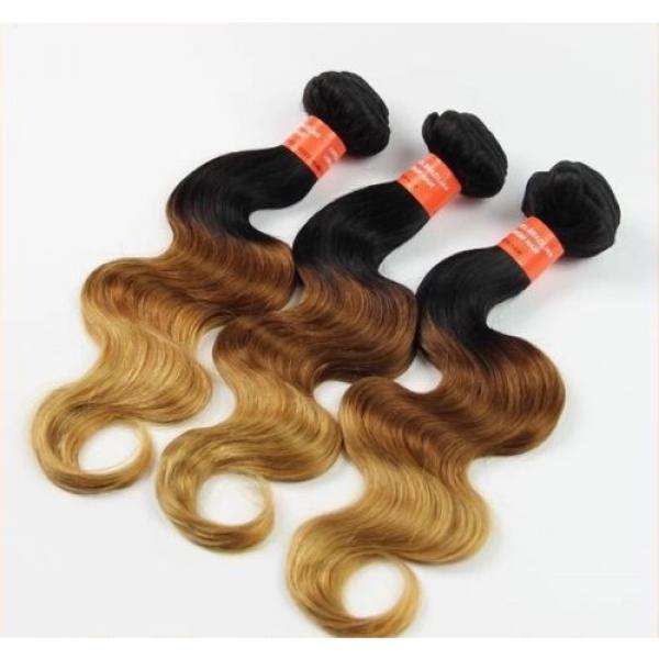 Luxury Peruvian Blonde #1B/4/27 Ombre Body Wave Virgin Human Hair Extensions #1 image
