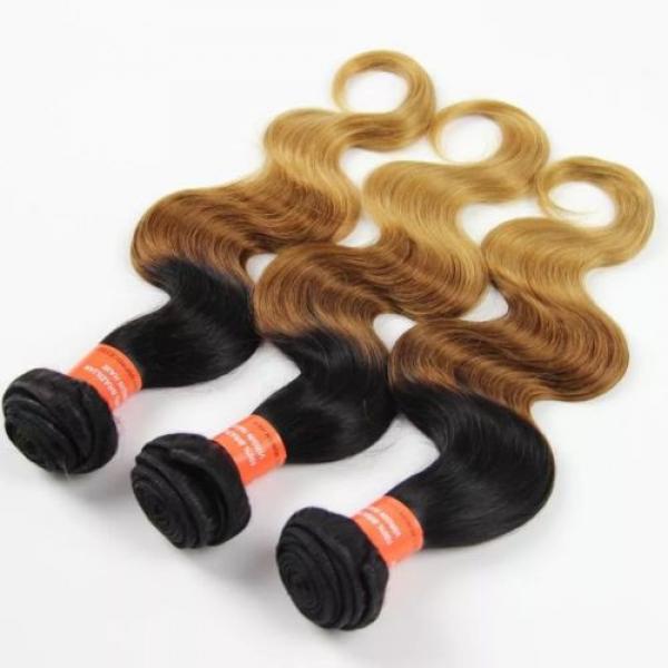 Luxury Peruvian Blonde #1B/4/27 Ombre Body Wave Virgin Human Hair Extensions #3 image