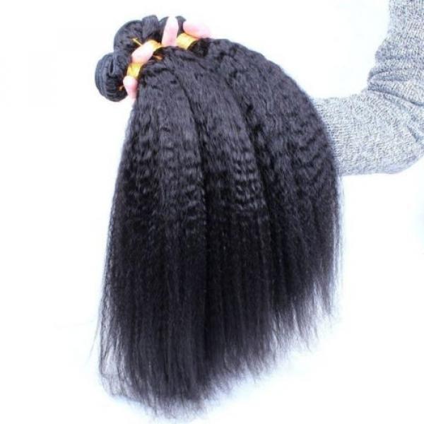 Luxury Kinky Straight Peruvian Virgin Human Hair Extensions 7A Weave Weft #1 image