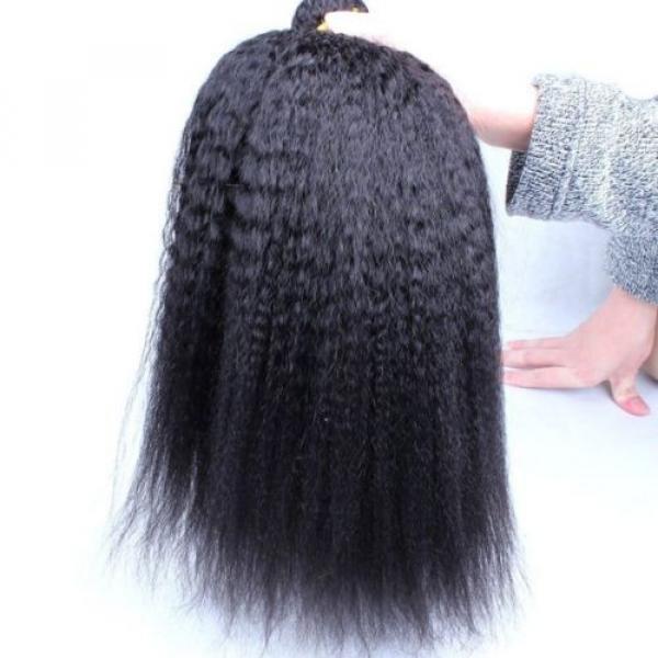 Luxury Kinky Straight Peruvian Virgin Human Hair Extensions 7A Weave Weft #3 image