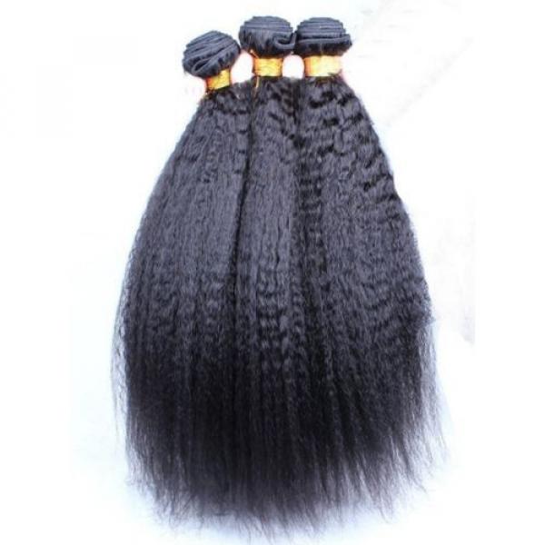 Luxury Kinky Straight Peruvian Virgin Human Hair Extensions 7A Weave Weft #4 image