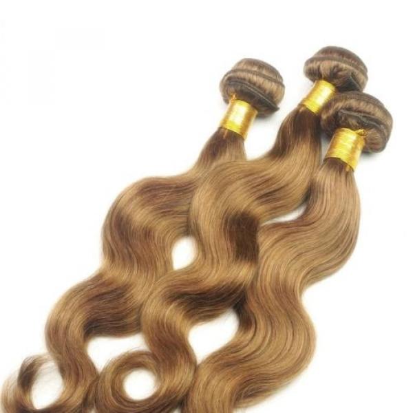 Luxury Body Wave Peruvian Light Brown #8 Virgin Human 7A Hair Extensions Weave #3 image