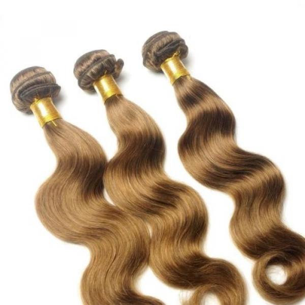 Luxury Body Wave Peruvian Light Brown #8 Virgin Human 7A Hair Extensions Weave #4 image