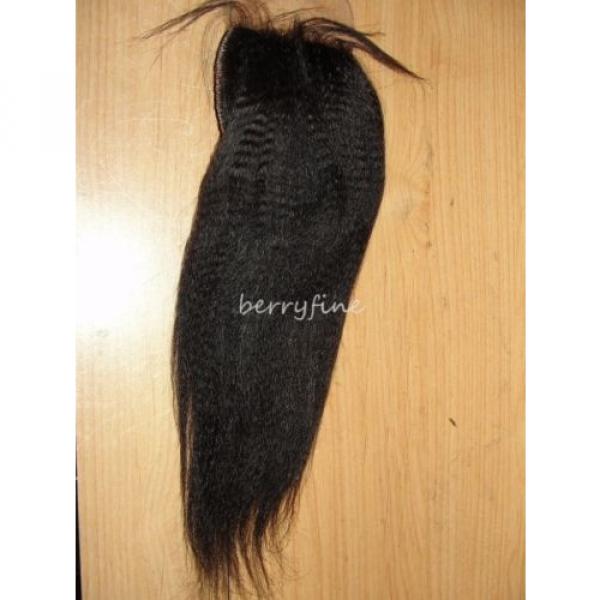 12-inch Virgin Peruvian Kinky Straight Human Hair Silk Top Frontal Closure #2 image