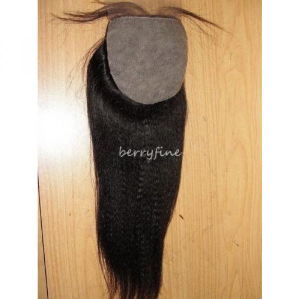 12-inch Virgin Peruvian Kinky Straight Human Hair Silk Top Frontal Closure #4 image