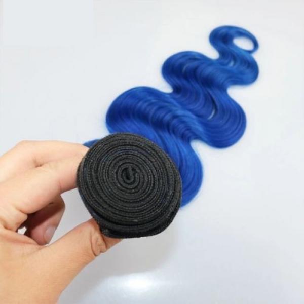 Luxury Dark Roots Blue Body Wave Peruvian Ombre Virgin Human Hair Extensions #3 image
