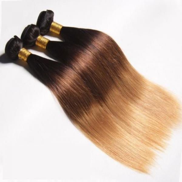 Luxury Straight Peruvian Blonde #1B/4/27 Ombre Virgin Human Hair Extensions #2 image