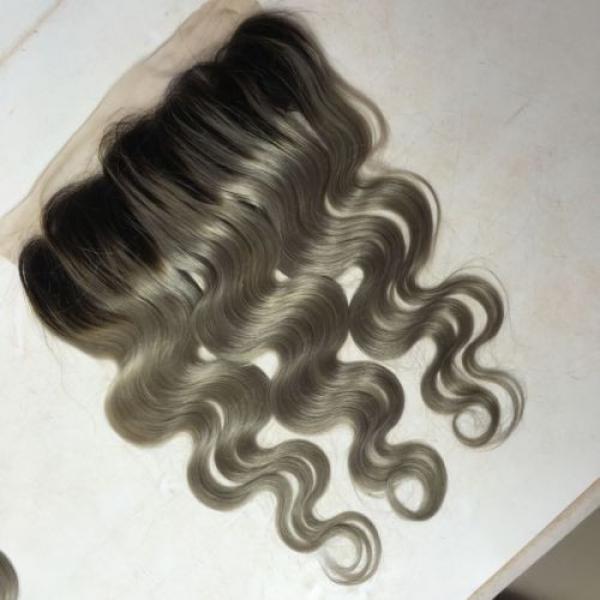 Luxury Body Wave Peruvian Dark Roots Grey Lace Frontal 13x4 Virgin Hair 7A #2 image