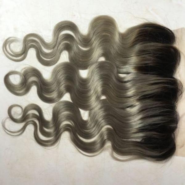 Luxury Body Wave Peruvian Dark Roots Grey Lace Frontal 13x4 Virgin Hair 7A #4 image