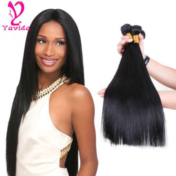 3 Bundles/300g 100% Unprocessed Virgin Peruvian Straight Hair Extension Weft #1 image
