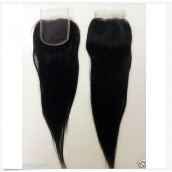 3 Bundles Straight Hair Weft with Lace Closure Virgin Peruvian Human Hair Weave #2 image