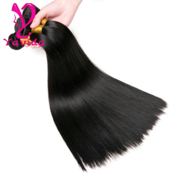 300g 7A Unprocessed Virgin Peruvian Straight Human Hair Weave Extension 3 Bundle #1 image