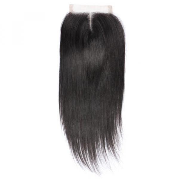 Peruvian Virgin Human Hair Straight 4&#034;*4&#034; 1PC Lace Closure with 4 Bundles Hair #4 image